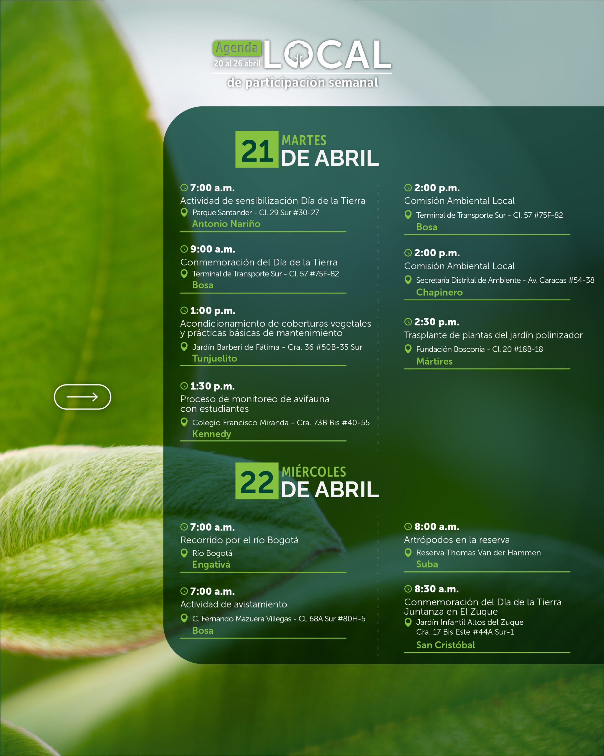 Agenda local semana del 20 de abril-02